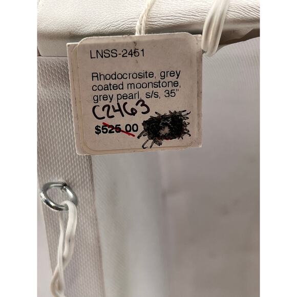 Margo Morrison Rhodochrosite Grey Coated Moonstone and Pearl Crystal Necklace - Picture 13 of 14